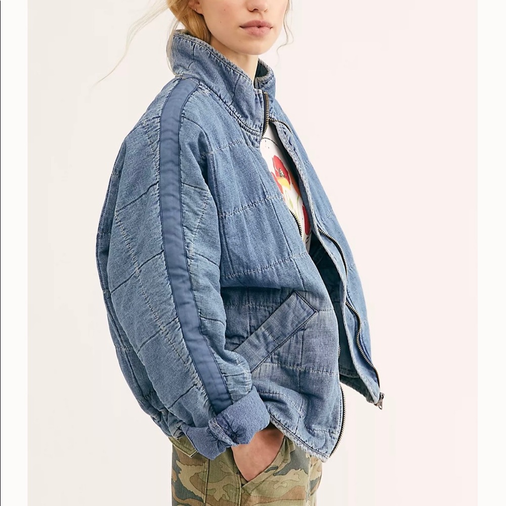 Free People Dolman Quilted Denim Jacket XS